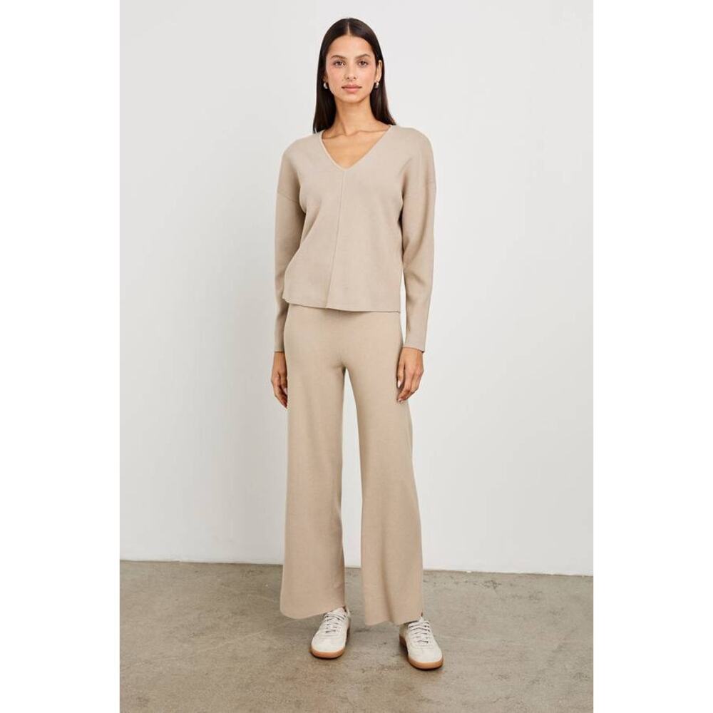 Rails Hollyn Tan V-Neck Sweater Heather Oatmeal L NEW Minimalist Softgirl Scandi - Picture 3 of 9